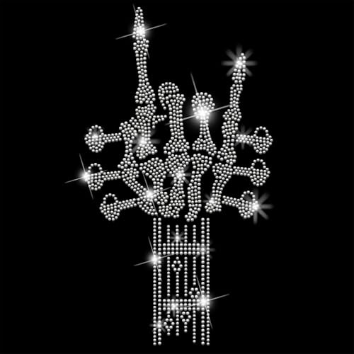 SUPERDANT Totenkopf Gitarrist Strass Transfer zum Aufbügeln Applikation Rock Musik Strass Hotfix Transfer Patch Mit Gitarren Strassstein Dekor Für Jacken Taschen Und Kleidung