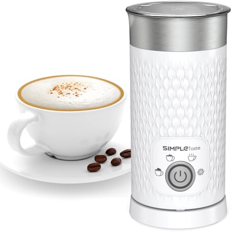 SIMPLETASTE 4-in-1 Electric Milk Frother, White | Automatic Frother & Steamer, Hot & Cold Foam, For Cappuccinos, Lattes, Macchiatos