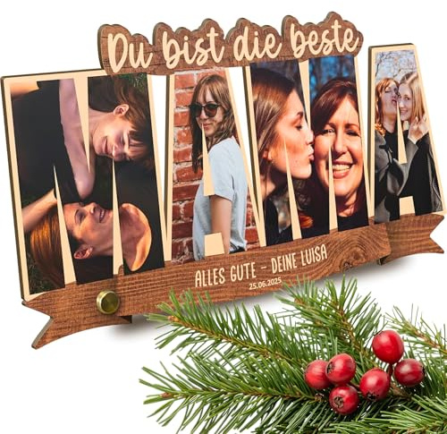 Generisch Mama Geschenk personalisiert - Fotogeschenk aus Holz - Geschenk für Mama, Beste Mom Geschenke, Geschenkidee Mutter, Mutter Geschenke, Schriftzughalter, Mom Geburtstagsgeschenk