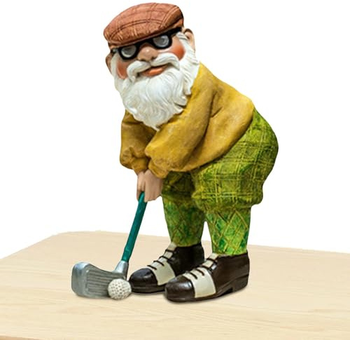 Nain de Golf Décoration de Jardin - 25,5 cm Grande Statue de Golfeur en Résine avec Design Humour | Décoration Intérieur Et Extérieur | Figurine Miniature Cour, Salon, Bureau | Merveilleux Orname