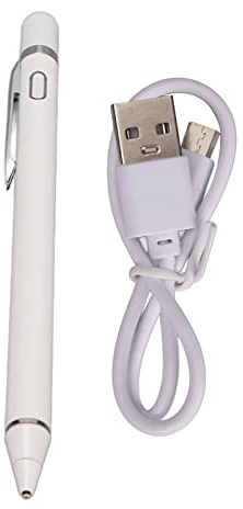 Stylus Pen Copper Tip Active Capacitive Fine Point Touch Screen Digital Pencil with Clip for Tablet, Slim 1-2mm Tip Stylus for Note Taking and Drawing on All Capacitive (White)