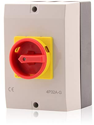 Interruptor principal 32A, IP 65, 4 polos en la carcasa, interruptor giratorio para todos los requisitos industriales