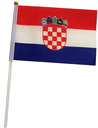 Kroatische Flagge, 50 Stück, kleine Flagge in der Hand, Mini-Flagge, Kroatien, 14 x 21 cm, Mini-Banner, Kroatien, Weltmeisterschaft