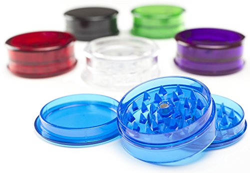Plastic Herb Magnetic Grinder 3 Part Shark Teeth Assorted Colours (Clear)