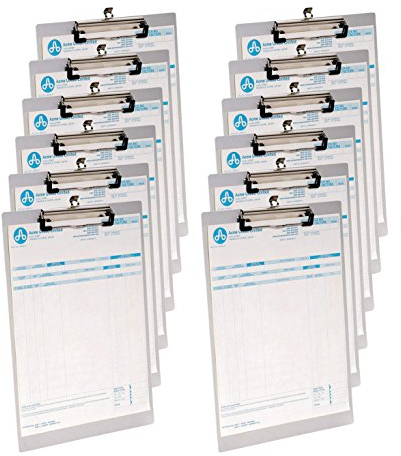 Westcott E-17001 00-I Klemmbrett aus Aluminium, DIN A4 mit Federklemme und Aufhängeöse, 12 Stück