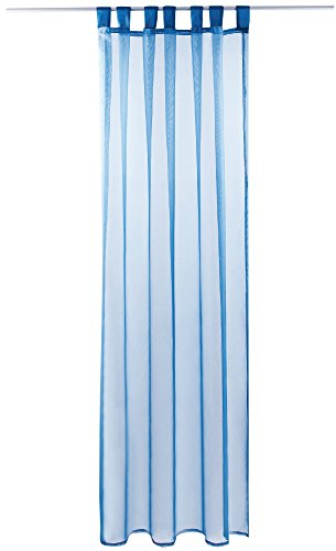 Gardine mit Schlaufen, Transparent Voile 140 x 245cm (Breite x Länge) in blau - Mittelblau, Schlaufenschal in vielen weiteren Farben und Größen