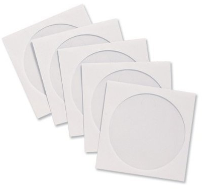 Dragon Trading, 50 buste di carta bianca per CD/DVD/Bluray con finestra trasparente