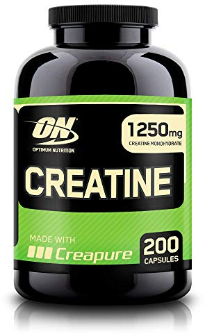 Optimum Nutrition 2500mg Creatin Kapseln, Creatin Monohydrat Kapseln Creapure für Muskelaufbau von ON, Unflavoured, 100 Portionen, 200 Kapseln