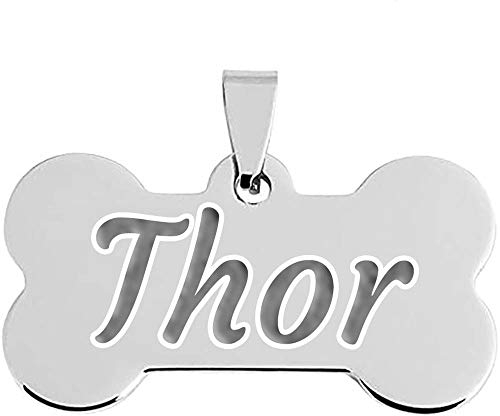 Placa o chapa identificativa hueso, acero, telefono, mascota, perro, gato