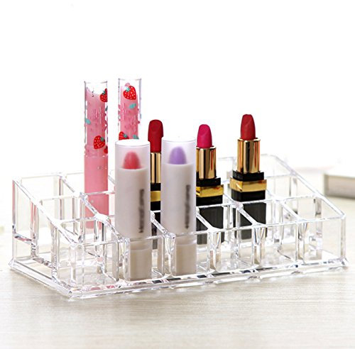UOOOM Kosmetik Organizer, Transparent Acryl 18 Fächern Lippenstift Organizer Make up Aufbewahrung Display Ständer Holder, Style D