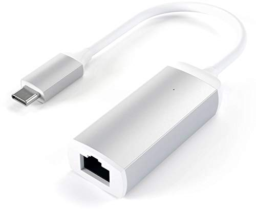 SATECHI Aluminium Type-C Gigabit Ethernet Adapter - Für M2/ M1 MacBook Pro/Air, M2/ M1 iPad Pro/Air, M2 Mac mini, iMac M1 (Silber)