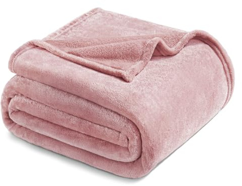 Exclusivo Mezcla Fleece Blanket Double Size for Bed, Super Soft and Warm, All Season Use, Cozy, Plush, Lightweight, 230x168 CM, Dusty Pink