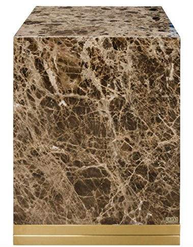 Casa Padrino Beistelltisch mit schwarz-grauem Marmor und goldenem Sockel 40 x 40 x H. 50 cm - Luxus Wohnzimmer Deko