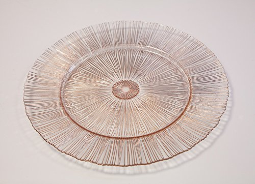 Assiette de présentation en verre 11 motifs 5 couleurs pour mariages, événements, dîners de Noël (Or rose Sunburst)