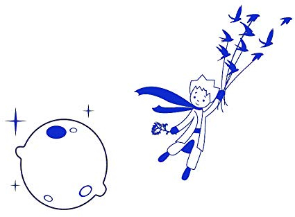 Der kleine Prinz Vinyl Wandtattoo Big Size 56 Farben Kinderzimmer Modern Style / Kids108 (Vinyl Wandtattoo 2 Farben, XL Größe - 200 x 280 cm)