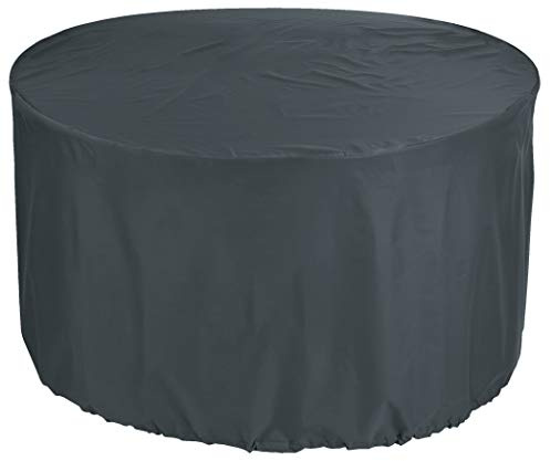 Kaufpirat Premium Abdeckplane Rund Ø 120x70 cm Essbank Sitzbank Holzbank Gartenmöbel Gartentisch Hülle Abdeckung Haube Schutzhülle Abdeckhaube 900 D, 500 g/m², 6.000 mm Wasserbeständigkeit Anthrazit