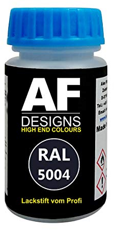 Alex Flittner Designs RAL 5004 Stylo de retouche Noir Bleu Brillant mat 50 ml Séchage rapide Acrylique Tupflack