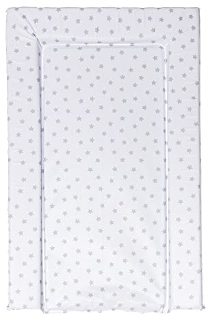 Baby Changing Mat, Grey Stars Deluxe Waterproof with Raised Padded Edges, Uniquely Designed, Easy Wipe Clean a Perfect, Practical Addition to Your Nursery 75cm x 47.5cm x 5cm
