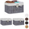 3 x Aufbewahrungskorb, Stoffbezug, Bambus, rechteckig, Bad, Accessoires, Spielzeug, HxBxT: 20x31x31cm, Regalkorb, grau