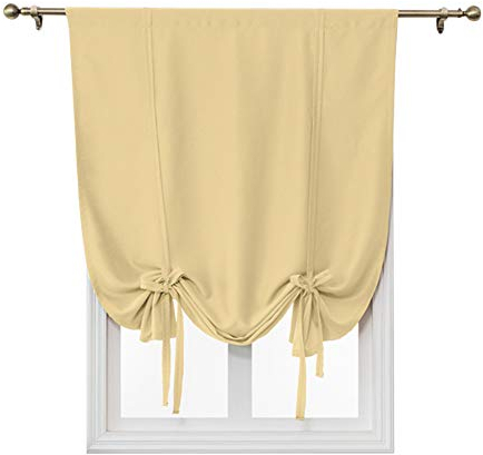 ele ELEOPTION Tenda Oscurante Semplice con Lacci, con Tasca per Asta, per Isolamento Termico, Oscurante, per Camera da Letto, Soggiorno, Cucina, Finestra Piccola, Poliestere (117x137cm, Beige)