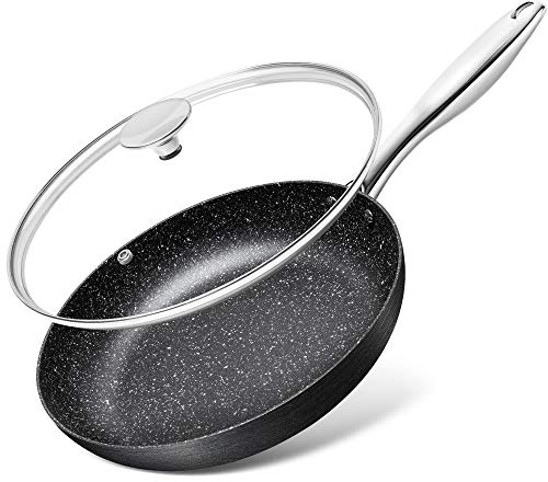 MICHELANGELO Frying Pan with Lid 20cm, Hard Anodized Non Stick Frying Pans 20cm, Small Frying Pan 20cm, Frying Pan with Lid with Stainless Steel Handle