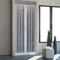 Cabina de ducha de 150 cm, modelo Giada, extensible de PVC, doble puerta con paneles semitransparentes, apertura central con fuelle, color blanco