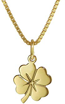 trendor Kleeblatt Anhänger Gold 333 (8 Karat) + goldplattierte Halskette Halsschmuck für Kinder, Goldschmuck ist eine tolle Geschenkidee 35922-40 40 cm