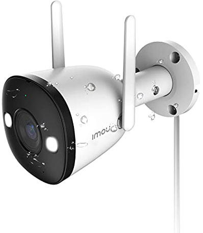 Imou 1080P Überwachungskamera Aussen mit Farbnachtsicht, 2,4GHz WLAN IP Kamera mit Zwei Wege Audio, IP67 Wetterfest, Personenerkennung, Sirene und Scheinwerfer, Kompatibel mit Alexa(Bullet 2)