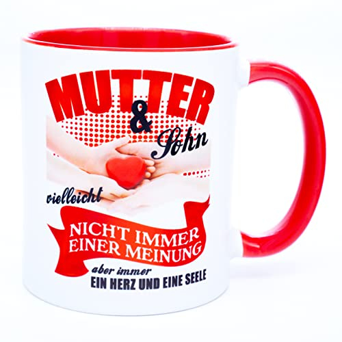 Mutter und Sohn Tasse Becher Geschenk für die beste Mama der Welt Geburtstag Geschenkidee stolze Muttertagstasse Valentinstag Muttertag Muttertagsgeschenk Geburtstagsgeschenk Keramik 330 ml