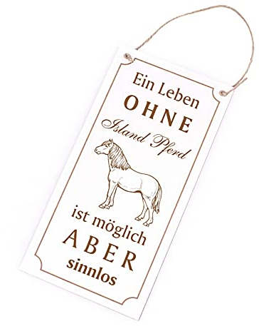 Schild graviert - Ein Leben ohne Island Pferd Isländer ist sinnlos - Pferde Stall Türschild 10x20cm