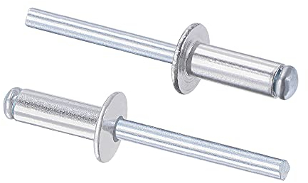 sourcing map 50 Stk. Blindnieten Aluminium Zugnieten Kerndekorationsnieten 6mm Durchm. 16mm Grifflänge Silber