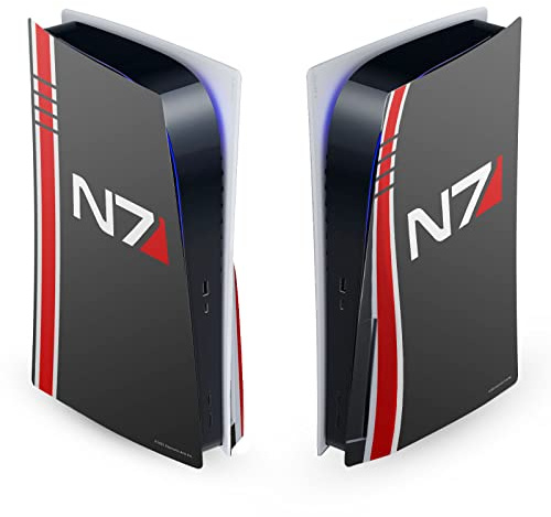 Head Case Designs Offizielle EA Bioware Mass Effect N7 Logo Grafiken Vinyl Frontplatte Haut Gaming Aufkleber kompatibel mit Sony PlayStation 5 PS5 Disc Edition Console