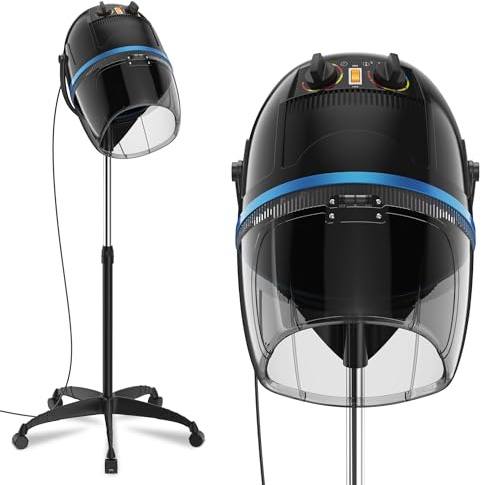 Epetlover 1300W Adjustable Hooded Hair Dryer Professional Stand Up Bonnet Hair Dryer Salon Equipment with Rolling Base for Home Hair Drying