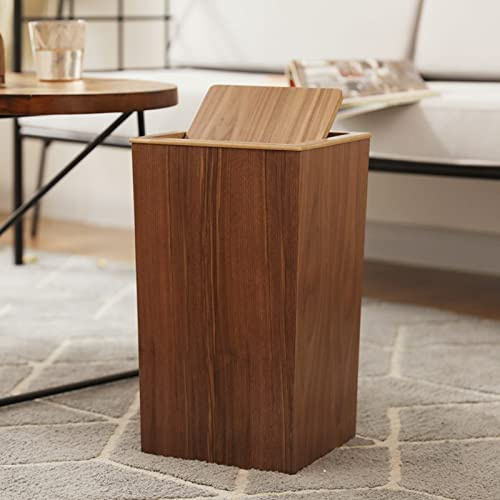 Holz Papierkorb Mit Deckel - Abfalleimer für Büro, Badezimmer, Schlafzimmer, Küche, Haushalt, Wohnzimmer - Recycling Papierbehälter Unter Schreibtisch