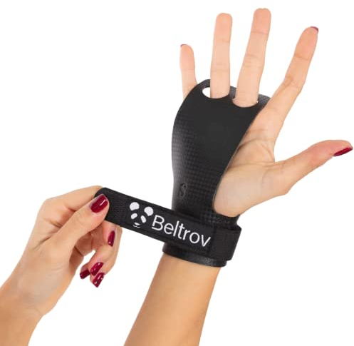 Beltrov - Maniques pour l’Entraînement en Parcours, Le Gym, Gymnastique, Halterophilie, Fitness, Barre de Traction - pour Hommes et Femmes - 2 Trous - Poignées pour l’Haltérophilie (Noir, M)