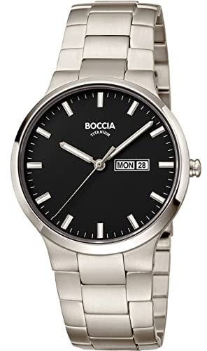 Boccia Herren Analog Quarz Uhr mit Titan Armband 3649-03