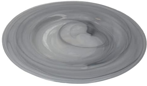 KEYHMOESTORE 6-teiliges Glas-Teller-Set, grau, Durchmesser 28 cm, ideal als Servierplatte, Vorspeisen, Gemüse