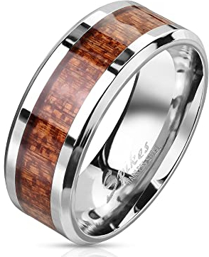 Treuheld® Silberner Ring mit braunem Holz | 7 Größen [06.] 66