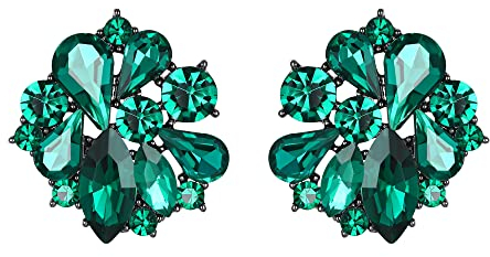 EVER FAITH Blume Ohrstecker für Damen Mädchen Klar Strass Kristall Blumen Ohrringe Grün Schwarz-ton