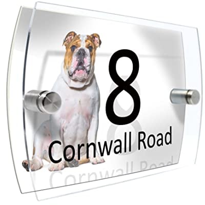Personalised House Number Sign for Dog Lovers (English bulldog)