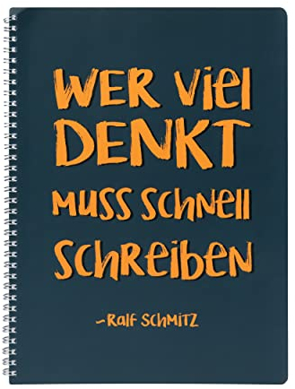 United Labels Ralf Schmitz Collegeblock – Wer viel denkt muss schnell schreiben Notizblock Spiralblock DIN A4 80 Blatt kariert gelocht perforiert