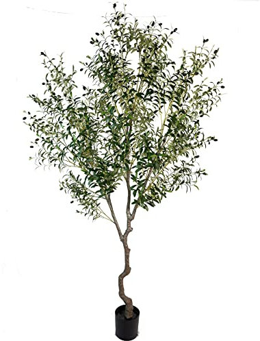 AfanD Artificial Tree Faux Olive Tree 8ft(92in,3200leaves) Tall Fake Olive Plant in Pot Fake Silk Tree Faux Plants Indoor