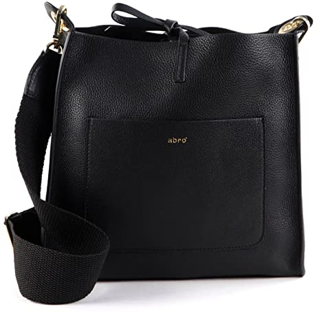 Abro Leder Umhängetasche Leather Dalia Crossbody Bag Raquel Black/Gold schwarz