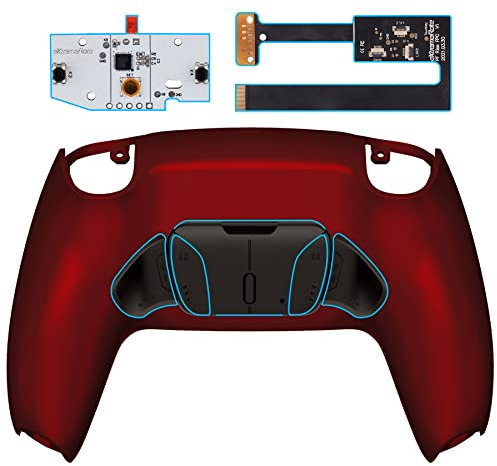 eXtremeRate RISE4 Remap Kit Programmable pour ps5 Manette BDM-010&020, Coque Arrière Redessinée avec 4 Palette Métal pour ps5 Manette, Palette Métallique (RMB) Version, Rouge Écarlate