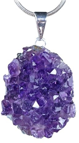 Amethyst Kristall Anhänger versilberte Öse Baumwollband naturbelassen | Naturbelassener Kristall | Mit versilberter Öse & Baumwollband | Unikat