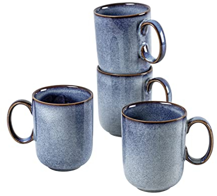 Henten Home Coffee Mugs, Ceramic Tall Cup with Handgrip, Large Capacity Household Office Drinking Mugs and Cups Set of 4-450ml