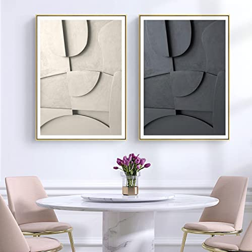 NETIVA 3 pièces Noir et Blanc Abstrait Texture 3D Géométrie Art Peinture Sur Toile Impressions Moderne Minimal Décoration Murale Sculptural Affiche Photos/Sans Cadre
