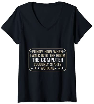 Damen Codierungs-T-Shirt für Computer, Sicherheits- T-Shirt mit V-Ausschnitt