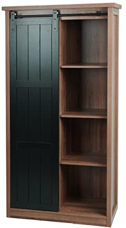 Mendler Schrank HWC-K75, Kommode Highboard, Schiebetüre 8 Staufächer, Holz-Optik Industrial Metall 163x76x38cm - braun