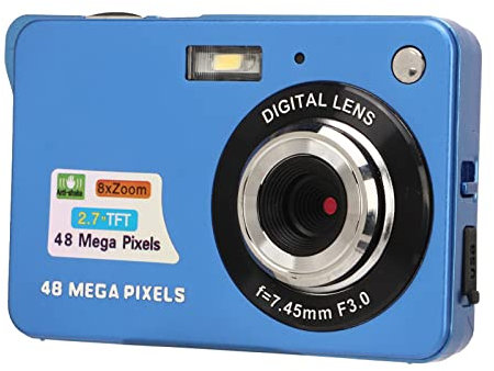 4K Digital Camera, Vlogging Camera, 2.7in LCD Display, 48MP 8x Zoom Anti Shake Compact Camera, Photography Continuous Shooting for Photography and Video (Blue)